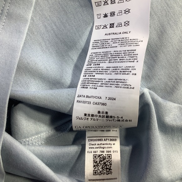 Emporio Armani Mens Pearl Blue Crew Neck T Shirt Travel Essential Easy XL NWT - Picture 8 of 12
